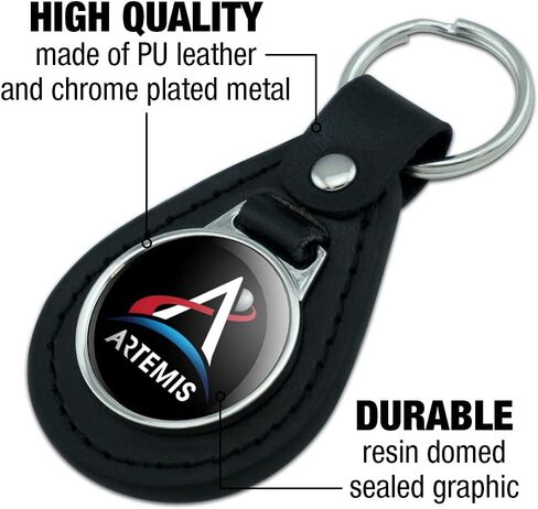 Black Leather NASA Artemis Moon Logo Keychain in Saudi Arabia