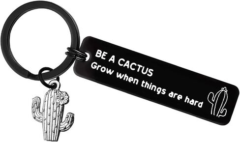 سلسلة مفاتيح بتصميم صبار للنساء بعبارة «BE A CACTUS Grow when things are hard»، سلسلة مفاتيح ملهمة للعائلة والاصدقاء، سلسلة مفاتيح هدايا تحفيزية، هدايا الصبار للمراهقات ومحبي الصبار, فضي, S in Saudi Arabia