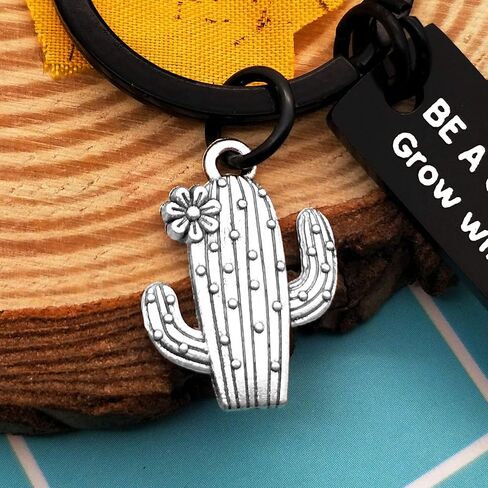سلسلة مفاتيح بتصميم صبار للنساء بعبارة «BE A CACTUS Grow when things are hard»، سلسلة مفاتيح ملهمة للعائلة والاصدقاء، سلسلة مفاتيح هدايا تحفيزية، هدايا الصبار للمراهقات ومحبي الصبار, فضي, S in Saudi Arabia