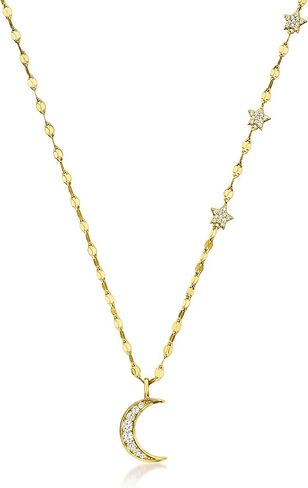 Ross-Simons 0.40 ct. t.w. CZ Moon and Star Necklace in 18kt Gold Over Sterling. 18 inches in Saudi Arabia