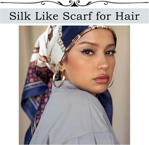 WUZININGLE 35"×35" Silk Like Head Scarf, 2/3 Pcs Large Silk Feeling Neck Scarf, Like Silk Scarf for Hair Wrapping at Night in Kuwait