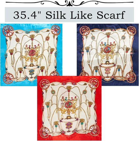 WUZININGLE 35"×35" Silk Like Head Scarf, 2/3 Pcs Large Silk Feeling Neck Scarf, Like Silk Scarf for Hair Wrapping at Night in Saudi Arabia