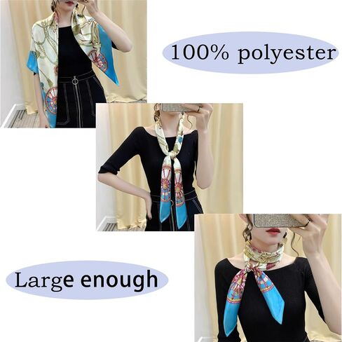 WUZININGLE 35"×35" Silk Like Head Scarf, 2/3 Pcs Large Silk Feeling Neck Scarf, Like Silk Scarf for Hair Wrapping at Night in Saudi Arabia