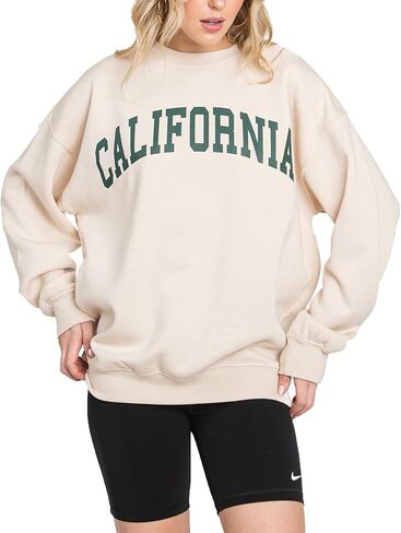 Urban Look Womens Loose Fit California and Los Angeles Fleece Sweatshirts in Saudi Arabia