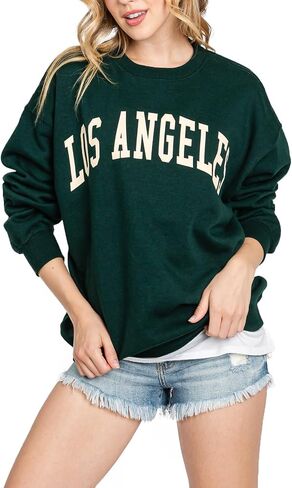 Urban Look Womens Loose Fit California and Los Angeles Fleece Sweatshirts in Saudi Arabia