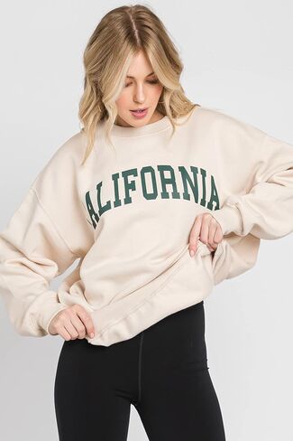 Urban Look Womens Loose Fit California and Los Angeles Fleece Sweatshirts in Saudi Arabia