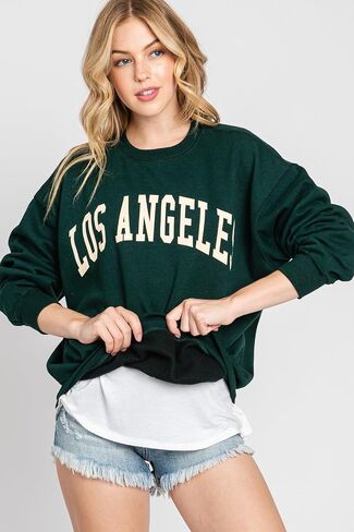 Urban Look Womens Loose Fit California and Los Angeles Fleece Sweatshirts in Saudi Arabia