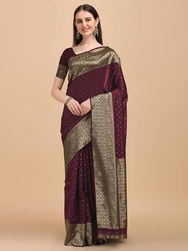 ساري حريري Banarasi للسيدات من Jaanvi Fashion مع قطعة بلوزة زاري وغير مخيطة in Saudi Arabia