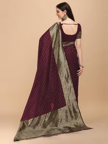 ساري حريري Banarasi للسيدات من Jaanvi Fashion مع قطعة بلوزة زاري وغير مخيطة in Saudi Arabia