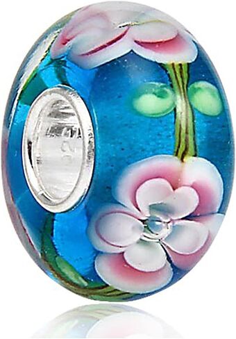 ARTCHARM Glass Charm 925 Sterling Silver Core Glodfish Flower Glass Charms Valentine's Day Gift for Lovers/Friends/Mothers/Travelers in Saudi Arabia
