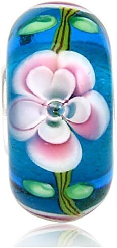 ARTCHARM Glass Charm 925 Sterling Silver Core Glodfish Flower Glass Charms Valentine's Day Gift for Lovers/Friends/Mothers/Travelers in Saudi Arabia