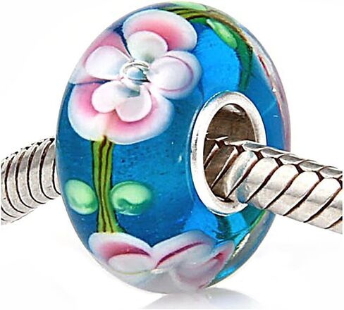 ARTCHARM Glass Charm 925 Sterling Silver Core Glodfish Flower Glass Charms Valentine's Day Gift for Lovers/Friends/Mothers/Travelers in Saudi Arabia