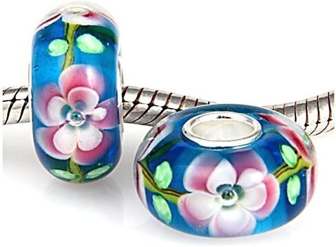ARTCHARM Glass Charm 925 Sterling Silver Core Glodfish Flower Glass Charms Valentine's Day Gift for Lovers/Friends/Mothers/Travelers in Saudi Arabia