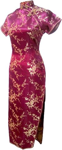Women's VTG Navy Blue Floral Long Chinese Prom Dress Cheongsam Size in Saudi Arabia