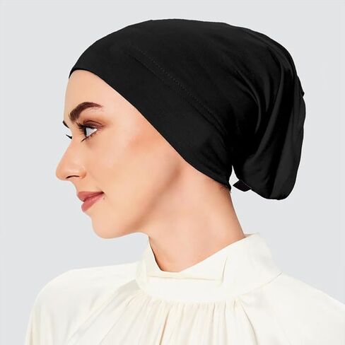 مجموعة EAHAUCIR مكونة من 4 قطع من وشاح الرأس الإسلامي، لون خالص، قبعة صغيرة ناعمة وخفيفة الوزن من القطن القابل للتمدد على الموضة النسائية in Saudi Arabia
