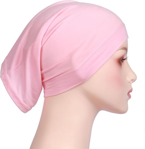 مجموعة EAHAUCIR مكونة من 4 قطع من وشاح الرأس الإسلامي، لون خالص، قبعة صغيرة ناعمة وخفيفة الوزن من القطن القابل للتمدد على الموضة النسائية in Saudi Arabia