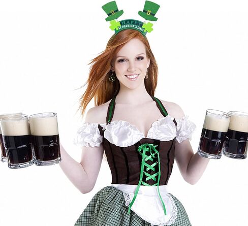 GenMo 4 Pack St Patrick Day Headband Green Shamrock Clover Head Boppers Costume Accessories Red in Saudi Arabia