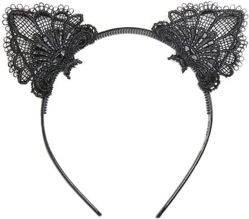 Cat Ears Headband Bell Choker Lace Fingerless Gloves Set for Cosplay Costume in Kuwait