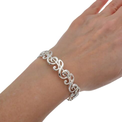 PammyJ Music Jewelry - Silvertone Music Theme Treble Clef Stretch Bracelet in Kuwait