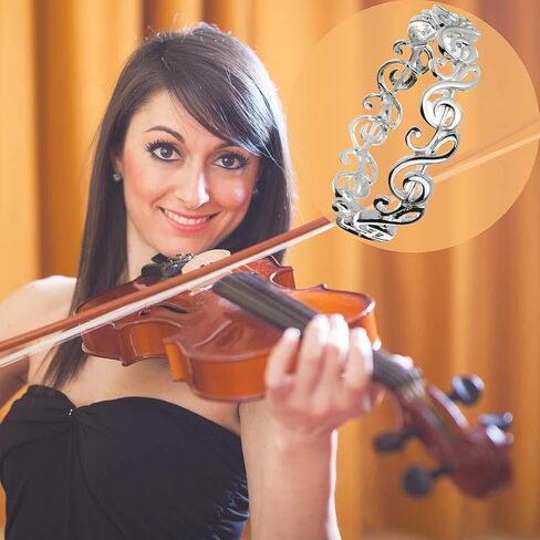 PammyJ Music Jewelry - Silvertone Music Theme Treble Clef Stretch Bracelet in Kuwait