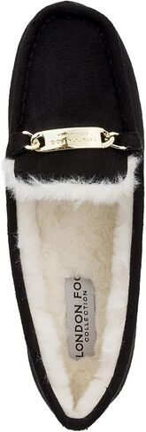 حذاء LONDON FOG النسائي Lorne Cozy Micro Suede بدون كعب سهل الارتداء في الأماكن المغلقة/المفتوحة in Saudi Arabia