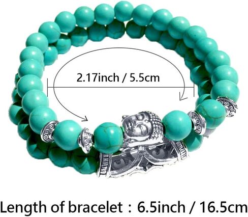 Women Meditation Turquoise Bracelets for Men Vintage Beads Stretch Bracelet Gift for Friendship Lover Couple Wife Husband Birthday in Kuwait