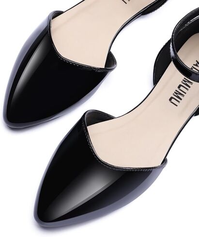 أحذية ADAMUMU النسائية D'Orsay باليه مسطحة بمقدمة مدببة ورباط للكاحل أحذية صيفية مريحة ومغلقة من الأمام in Kuwait