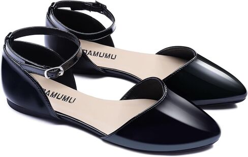 أحذية ADAMUMU النسائية D'Orsay باليه مسطحة بمقدمة مدببة ورباط للكاحل أحذية صيفية مريحة ومغلقة من الأمام in Kuwait