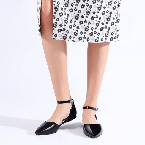 أحذية ADAMUMU النسائية D'Orsay باليه مسطحة بمقدمة مدببة ورباط للكاحل أحذية صيفية مريحة ومغلقة من الأمام in Kuwait