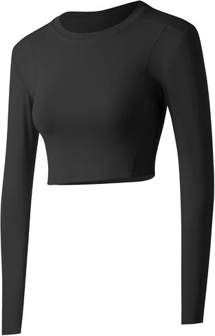 قمصان رياضية نسائية من Gacaky بأكمام طويلة بدون خياطة للتمرينات واليوجا مع فتحة إبهام in Kuwait