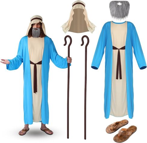 Liitrsh 5 Pcs Jesus Costume Saint Shepherd Noah Biblical Religious Costume for Men Halloween Accessories in Saudi Arabia