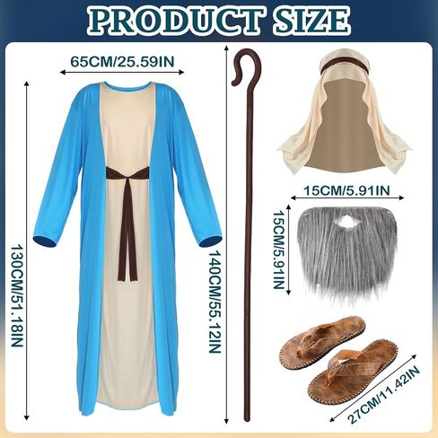 Liitrsh 5 Pcs Jesus Costume Saint Shepherd Noah Biblical Religious Costume for Men Halloween Accessories in Saudi Arabia