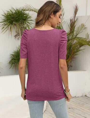 EADINVE Women's Long Sleeve Sweatshirts Casual Square Neck Puff Sleeve Tunic Tops Loose Fit in Saudi Arabia