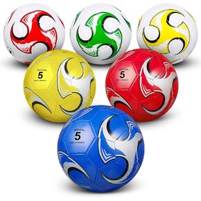 Deekin 6 Pcs Soccer Ball with Pump Official Size Indoor Outdoor Soccer Ball Bulk for Child Teens Adults Back to School Sport Gift for Game Training