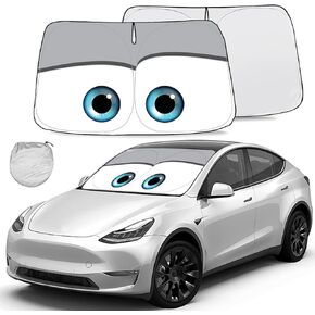 Gven for Tesla Model 3 Sunshade for Tesla Model Y Windshield Sunshade 2016-2024 Car Shade Front Window Shade Double Layer Blocks UV Rays Sun Visor Protector 100% Cover
