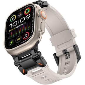 KADES for Apple Watch Ultra 2 Band 49mm for Apple Watch Band Series 9/8/SE2/7/6/SE/5/4/3/2/1 45mm/44mm/42mm Durable Metal Connector Band, Rugged TPU Sport Replacement Band