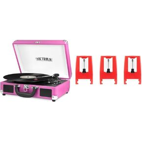 Vintage 3-Speed Bluetooth Portable Suitcase Record Player with Built-in Speakers | Upgraded Turntable Audio Sound|Brown, Model Number: VSC-550BT-BRW