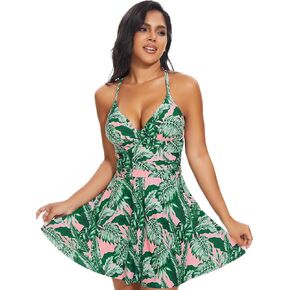 SHAPERIN Women One Piece Skirted Swimsuit Tummy Control Bathing Suits Swimdress Swim Dress Monokini Swimwear