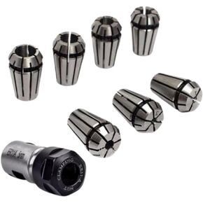 7pcs ER11 1-7mm Spring Collets Set, Workholding Engraving Collet with 5mm Motor Shaft Holder Extension Rod, Alloy Steel Extension Rod Collets for CNC Milling Lathe Tool