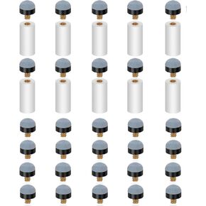 40PCS Billiard Cues Tips Replacement: 10pcs White Pool Cue Stick Ferrules 30 Screw On Pool Cue Tips Pool Stick Tips