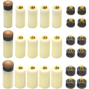 WMYCONGCONG 20 Sets 11mm Screw On Pool Cue Tips Billiard Replacement with Pool Cue Stick Ferrules Stick Repair Tool Set for Snooker Pool Ball Game