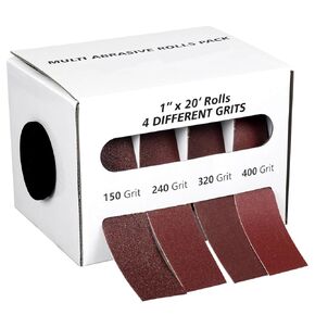 Abrasive Cloth Roll,4 Grits 1'' x 20FT Sandpaper Roll with Dispenser,150 240 320 400 Grit Sand Assortment,Emery Cloth Roll & Sand Paper for Metal Automobile Wood Dry & Wet Polishing. (4Rolls 20FT)