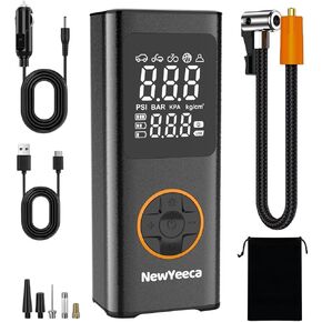 Cordless Tire Inflator Portable Electric Air Compressor, Tire Inflator Air Pump, 150 PSI Tire Pump Gauge with Digital Tire Pressure Detection for Car Tires/Motorcycle Tires/Bicycle Tires/Balls