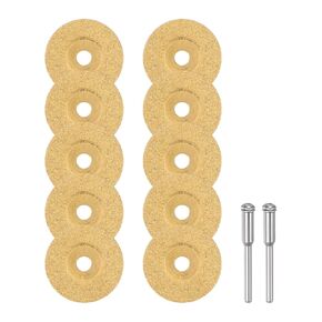 10pcs Diamond Cutting Wheel 16mm Titanium Coating Cut Off Discs Diamond Cutting Wheels Replacement with 2pcs 3mm Mandrel for Rotary Tools