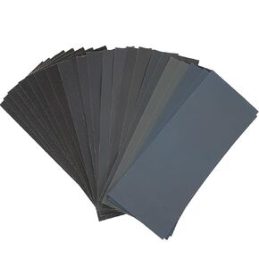 KENDO 44PCS Sand Paper Variety Pack Sandpaper 14 Grits Assorted for Wood Furniture Finishing, Metal Sanding and Automotive Polishing, Wet Dry Sandpaper