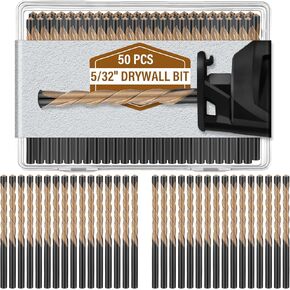 50 Pcs 5/32 Inch Drill Bits Drywall Guide Point Cutting Bits Drywall Router Bits Drywall Tools, M2 High Speed Steel Bits, for Use with Spiral Saw, Gold