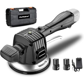 Tile Vibration Tool Cordless, Max.12000 r/min Electric Installation Vibrator Level Handheld Machine 6 Adjust Speed w/145mm Lock Design Vacuum Suction Cup w/2 Batteries for Floor Wall Laying Vibrating