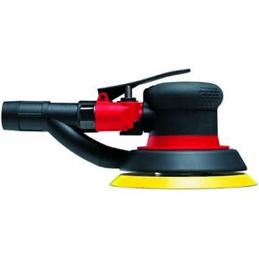 Chicago Pneumatic CP3511 - أداة صنفرة مدارية للهواء، تحسين المنزل، أدوات النجارة، ملمع، إزالة الصدأ، شديد التحمل، بدون مكنسة كهربائية، PSA، 5 بوصة (125 مم)، 0.28 حصان / 210 وات - 12000 دورة في الدقيقة، أسود/أحمر
