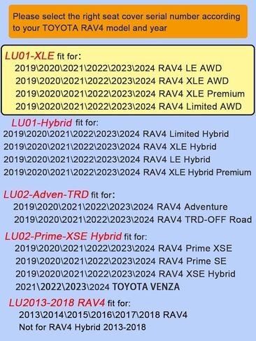 أغطية مقاعد السيارة RAV4 ملائمة حسب الطلب تناسب 2019 2020 2021 2022 2023 2024 Toyota RAV4 LE Limited XLE Premium مع جلد صناعي مقاوم للماء (LU01-XLE، أحمر نبيذي، مجموعة كاملة) in Kuwait