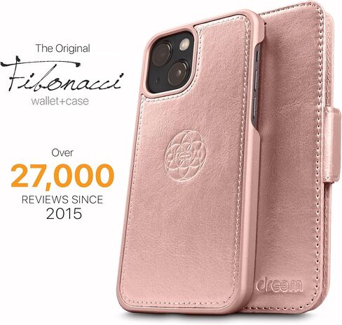 حافظة محفظة Dreem Fibonacci iPhone 15 / حافظة 2 في 1 مقاومة للصدمات ومحفظة جلدية نباتية قابلة للفصل، متوافقة مع MagSafe، حماية RFID [شوكولاتة] in Kuwait